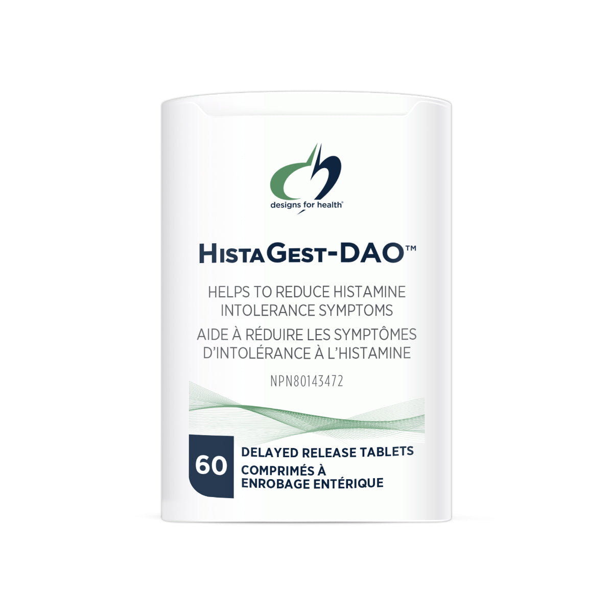 HistaGest-Dao - Diamine Oxydase - Aide à réduire les symptômes d'intolérance à l'histamine - Designs for Health - 60 comprimés à enrobage entérique